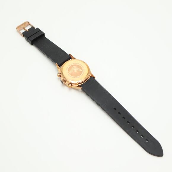 Emporio Armani Unisex Tazio Chronograph 38mm Watch Black Silicone w New Battery - Picture 16 of 16